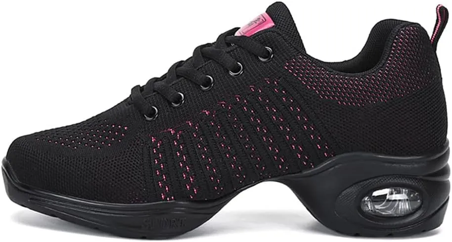 Women's Jazz Shoes Lace-up Sneakers Modern Dance Shoes Cushion Platform Walking Dance Shoes
