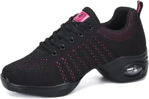 Women's Jazz Shoes Lace-up Sneakers Modern Dance Shoes Cushion Platform Walking Dance Shoes