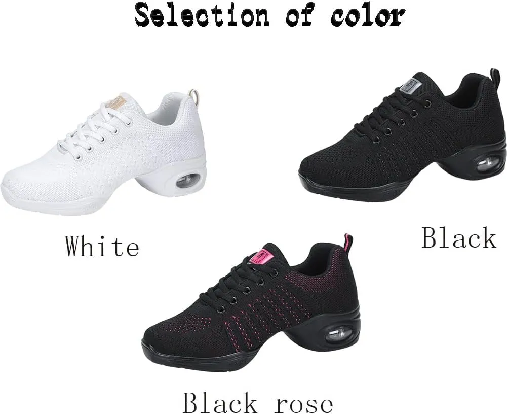 Women's Jazz Shoes Lace-up Sneakers Modern Dance Shoes Cushion Platform Walking Dance Shoes