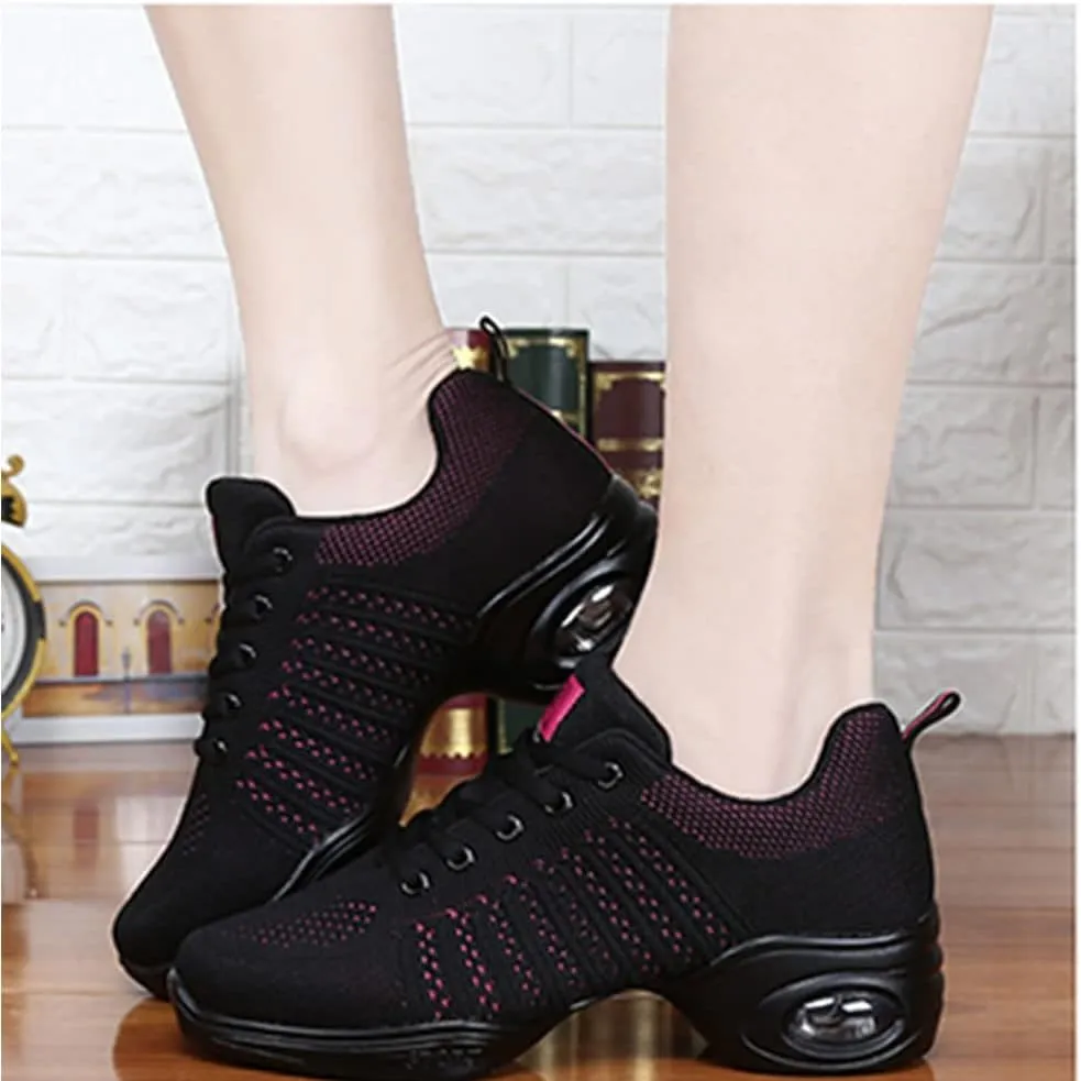 Women's Jazz Shoes Lace-up Sneakers Modern Dance Shoes Cushion Platform Walking Dance Shoes