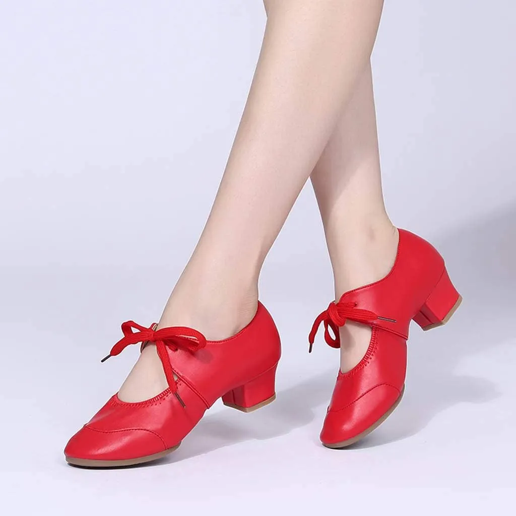 Women's Leather Tap Shoe Latin Dancing Shoes Flapper Shoes for Women 1920S Mid Heel Character Ballroom Dance Shoe