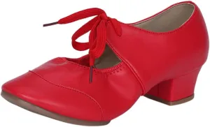 Women's Leather Tap Shoe Latin Dancing Shoes Flapper Shoes for Women 1920S Mid Heel Character Ballroom Dance Shoe