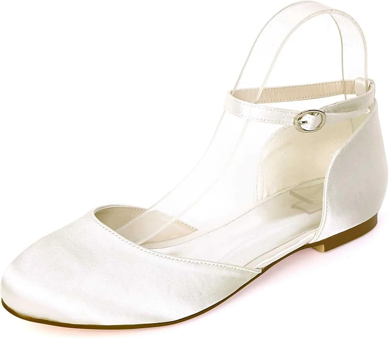 Women's Round Toe Satin Ballet Flats Buckled Low-Profile Comfortable Dress Shoes for Walking & Everyday Wear