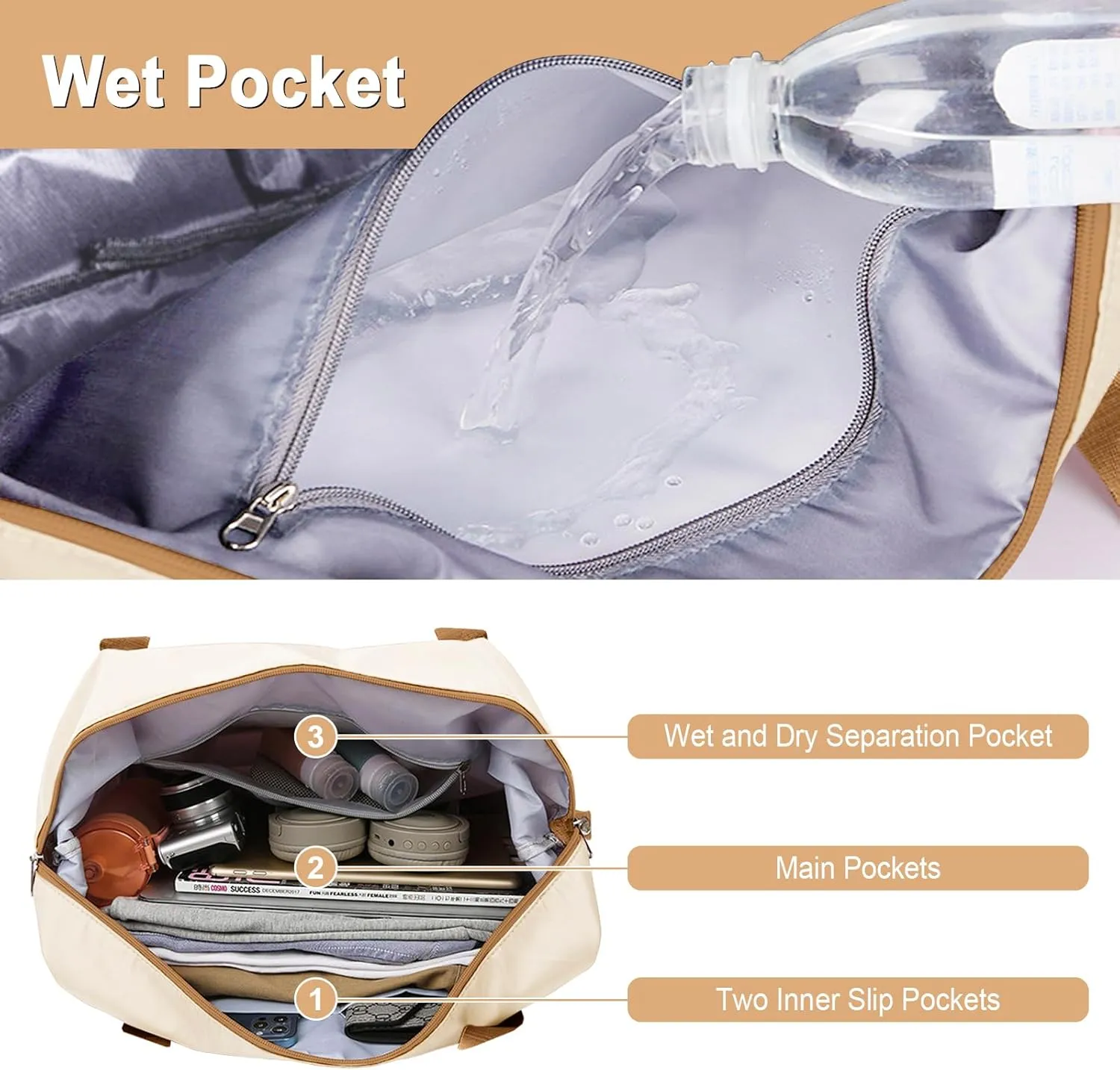WOOMADA Foldable Travel Duffel, Weekender & Carry-On Bag with Expandable Space