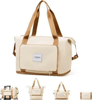 WOOMADA Foldable Travel Duffel, Weekender & Carry-On Bag with Expandable Space