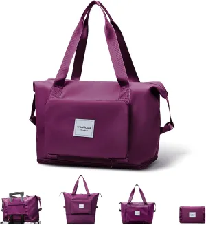 WOOMADA Foldable Travel Duffel, Weekender & Carry-On Bag with Expandable Space
