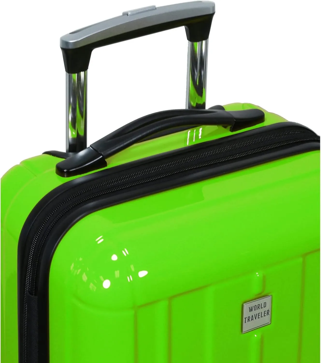 World Traveler Contour Lightweight Polycarbonate Hardside Expandable Spinner Luggage with TSA Lock, Apple Green, 20-inch