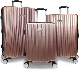 World Traveler Dejuno Monarch Lightweight Hardside Polycarbonate Expandable Spinner Luggage with TSA Lock, Rose Gold, 3-Piece Set
