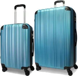 World Traveler Kemyer Quest Hardside Lightweight Expandable Spinner Suitcase Luggage, Sapphire Blue, 2-Piece Set(20in,29in)