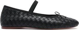 Woven Ballet Flats for Women Almond Toe Mary Jane Flats Stretch Band Bow Ballerina Shoes