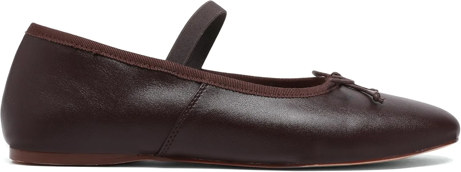 Woven Ballet Flats for Women Almond Toe Mary Jane Flats Stretch Band Bow Ballerina Shoes