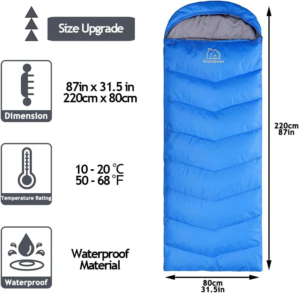 XL Size Upgraded Version of Camping Sleeping Bag 4 Seasons Warm and Cool, Lighter Weight, Adults and Children Can Use Waterproof Camping Bag, Travel and Outdoor Activities