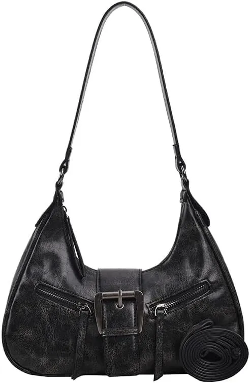 Y2K Shoulder Bag Vintage Half Moon Crossbody Bags for Women Cool Punk Hobo Purse Retro Y2K Handbag