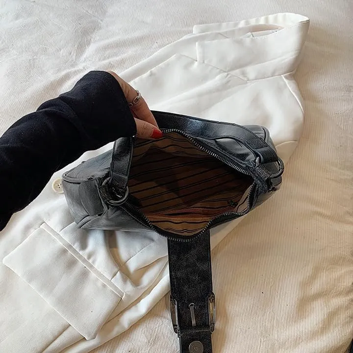Y2K Shoulder Bag Vintage Half Moon Crossbody Bags for Women Cool Punk Hobo Purse Retro Y2K Handbag