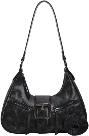Y2K Shoulder Bag Vintage Half Moon Crossbody Bags for Women Cool Punk Hobo Purse Retro Y2K Handbag
