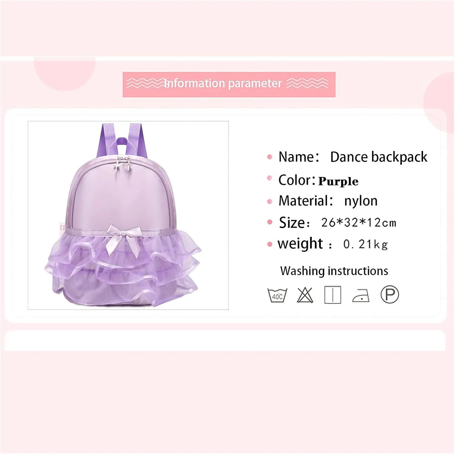 Yitengteng Princess Ballerina Backpack Dance Bag for Toddler Girls Nylon Backpack