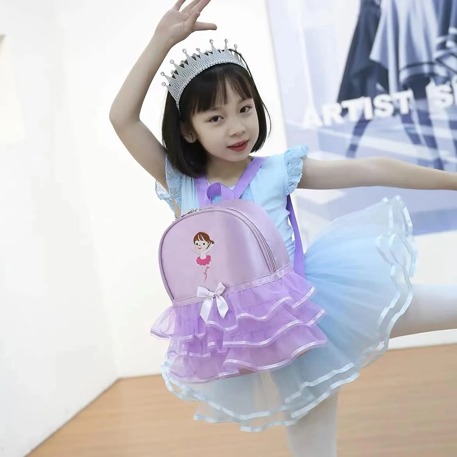 Yitengteng Princess Ballerina Backpack Dance Bag for Toddler Girls Nylon Backpack