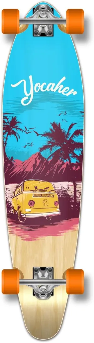 Yocaher Longboard Skateboard Kicktail Cruiser Complete or Deck 40" x 10" w/Premium Black Grip Tape, Heavy Duty Aluminum Alloy Truck, 71mm Longboard Wheels