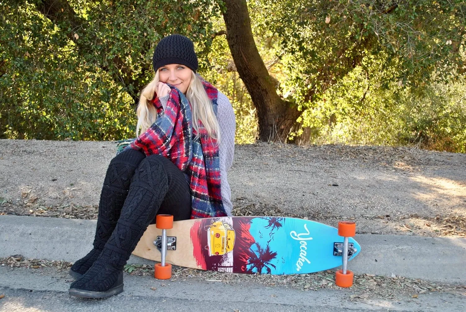 Yocaher Longboard Skateboard Kicktail Cruiser Complete or Deck 40" x 10" w/Premium Black Grip Tape, Heavy Duty Aluminum Alloy Truck, 71mm Longboard Wheels