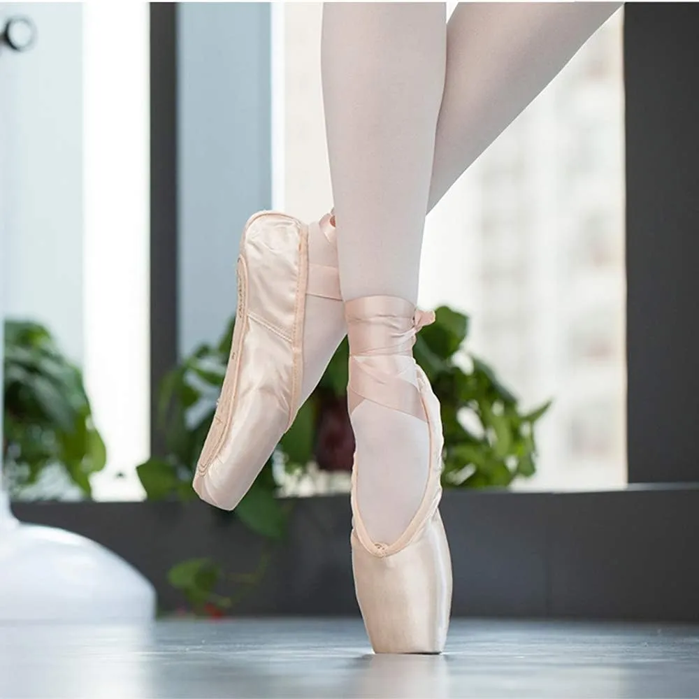 YUDESEN Professional Ballet Pointe Shoes for Women Girls Stain Dance Shoes with Sewed Ribbon and Silicone Toe Pads