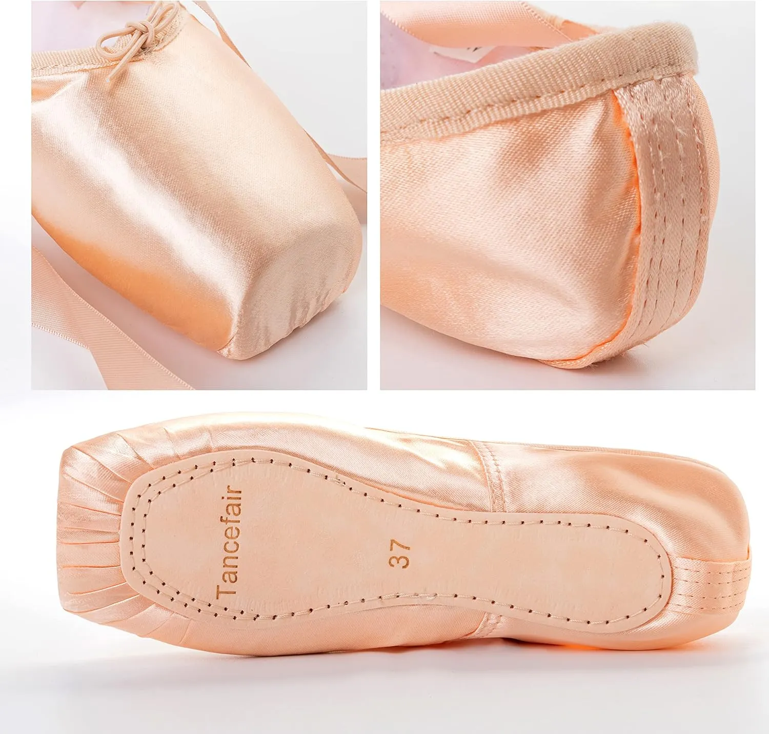 YUDESEN Professional Ballet Pointe Shoes for Women Girls Stain Dance Shoes with Sewed Ribbon and Silicone Toe Pads