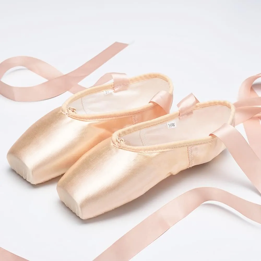 YUDESEN Professional Ballet Pointe Shoes for Women Girls Stain Dance Shoes with Sewed Ribbon and Silicone Toe Pads