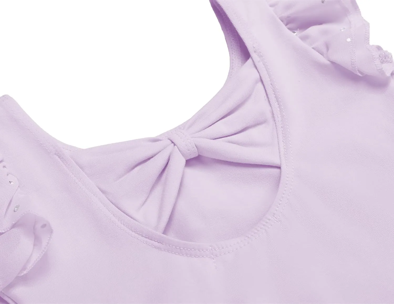 Zaclotre Girls Ballet Leotards Toddler Ruffle Sleeve Bow Back Dance Outfits Leotard with Removable Shinny Skirt Combo