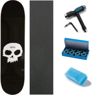 Zero Single Skull Skateboard Deck - 8.25" W/Mob Grip, CCS Skate Tool, Wax, and ABEC 7 Bearings