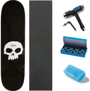 Zero Single Skull Skateboard Deck - 8.50" W/Mob Grip, CCS Skate Tool, Wax, and ABEC 7 Bearings