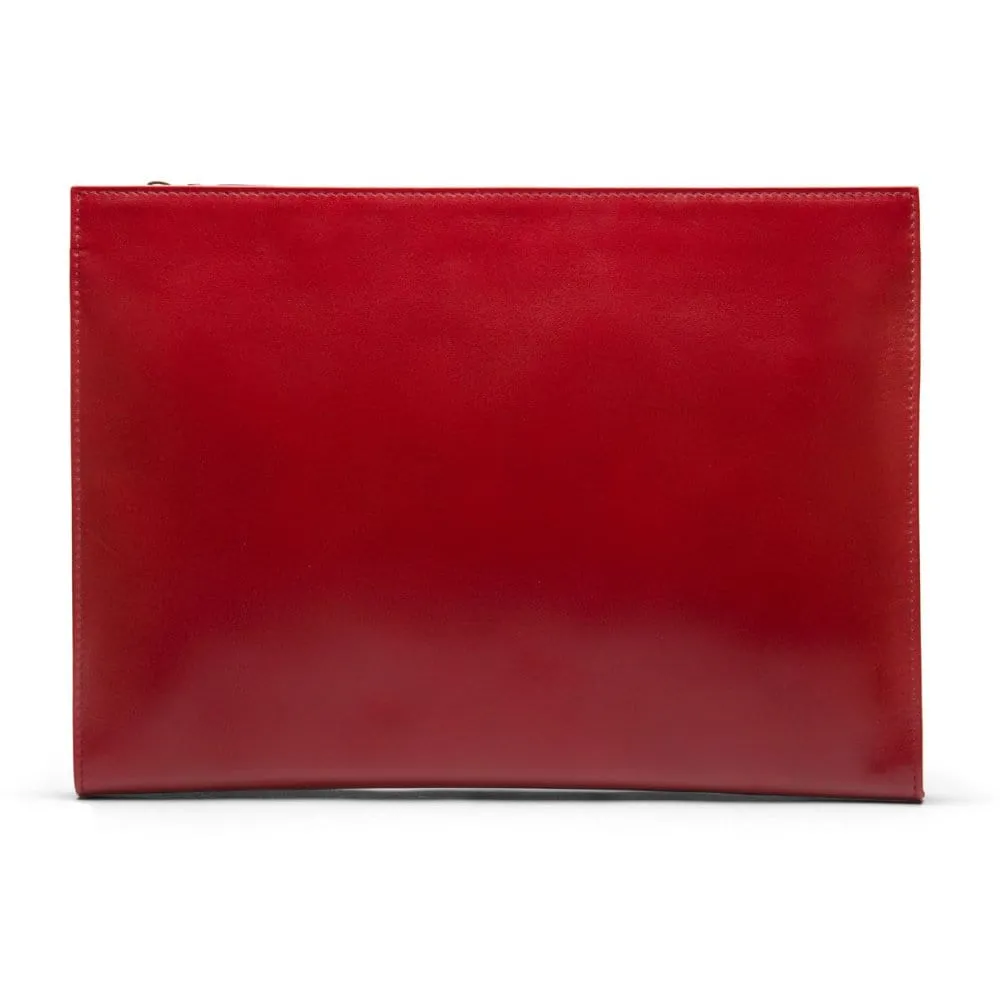 Zip Top Leather Folder - Red