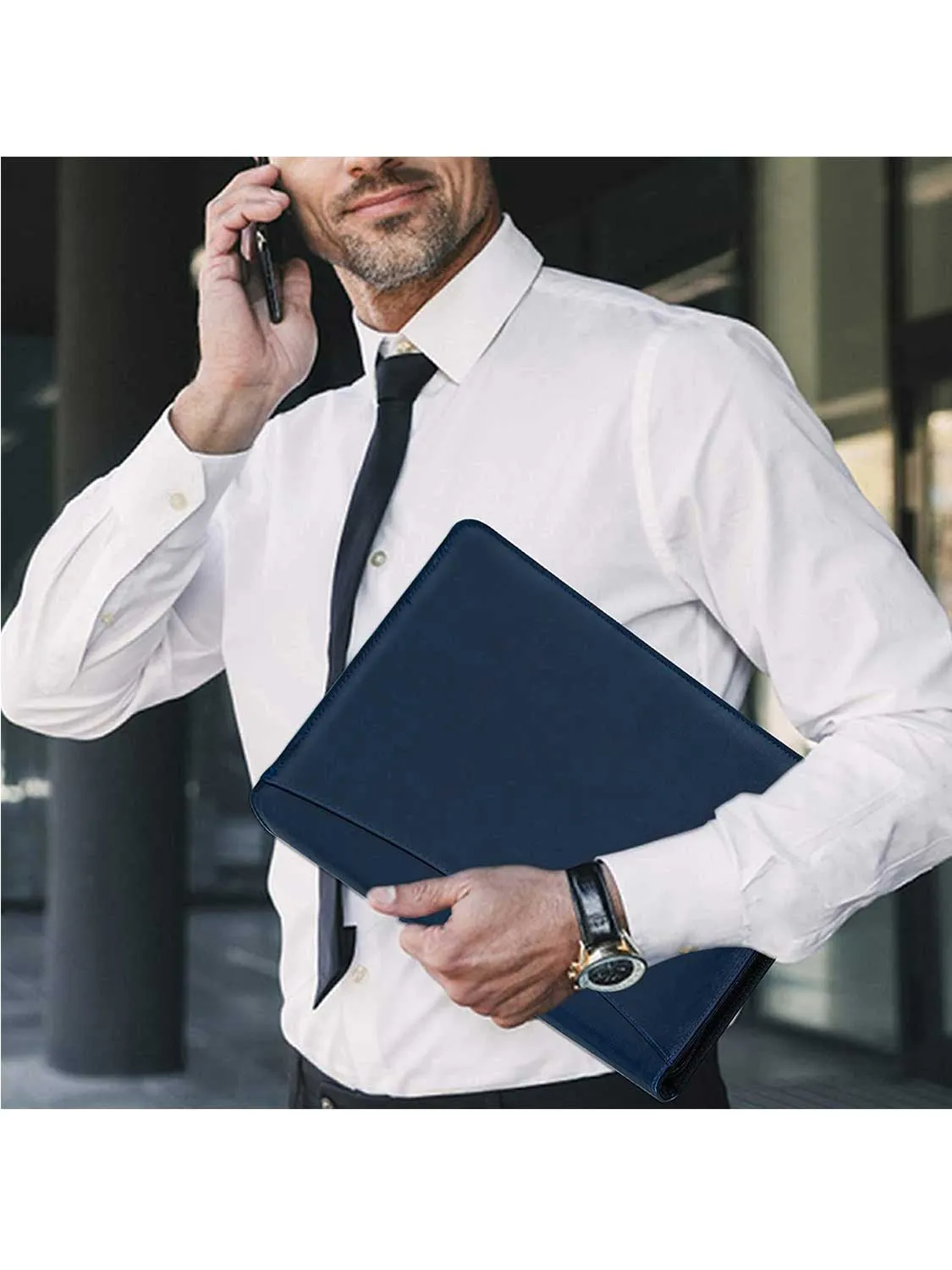 Zippered Leather Business Padfolio Notebook - 3 Colors Available