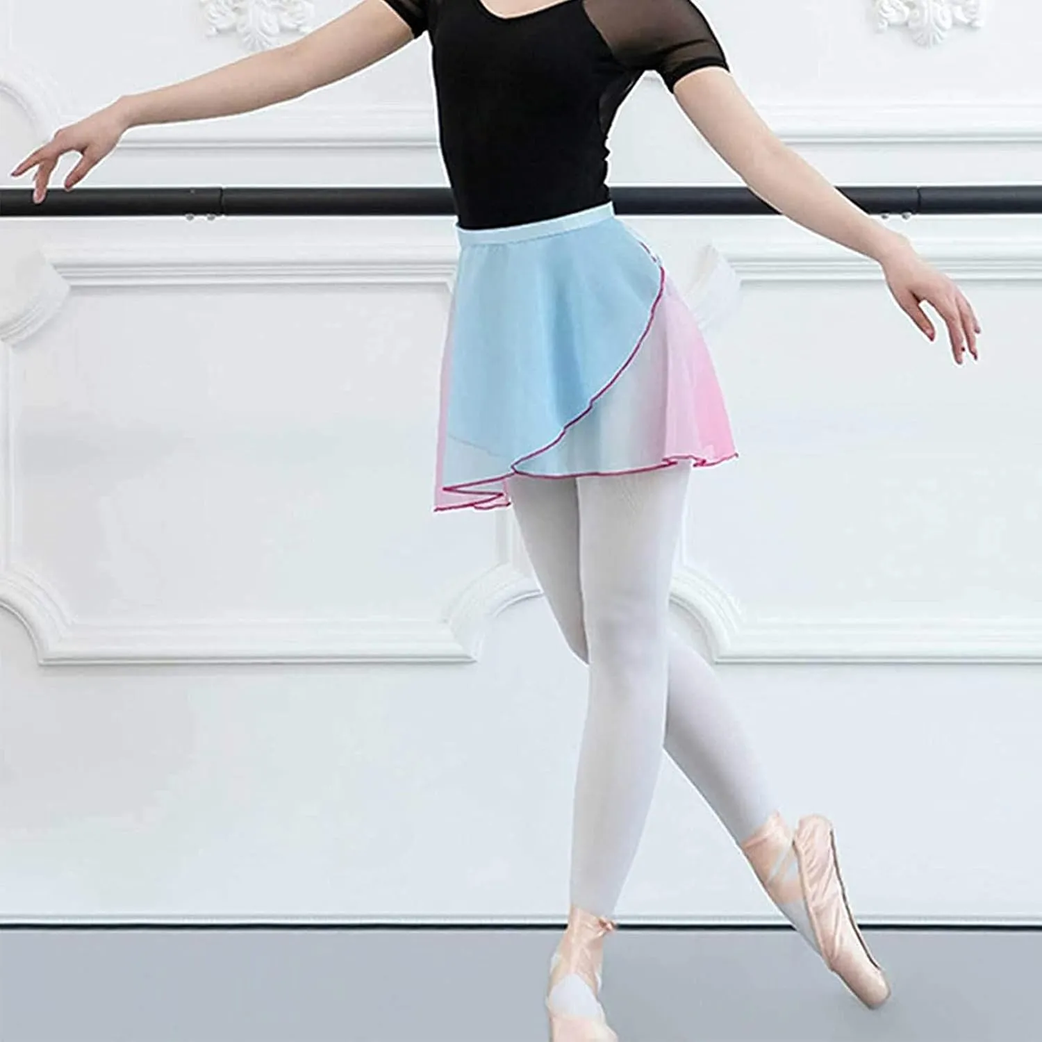 ZUYPSK Women Girls Split High-Low Ballerina Skirt AsymmetricalChiffon Wrap Over Scarf Gymnastics Ballet Dance Skirts
