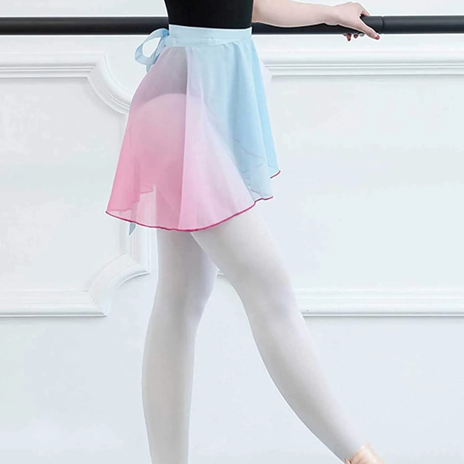 ZUYPSK Women Girls Split High-Low Ballerina Skirt AsymmetricalChiffon Wrap Over Scarf Gymnastics Ballet Dance Skirts